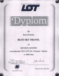 Dyplom od PLL LOT 2000 mały