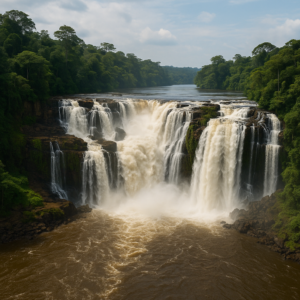 Wodospady Kongou w Parku Narodowym Ivindo, loty do Gabonu